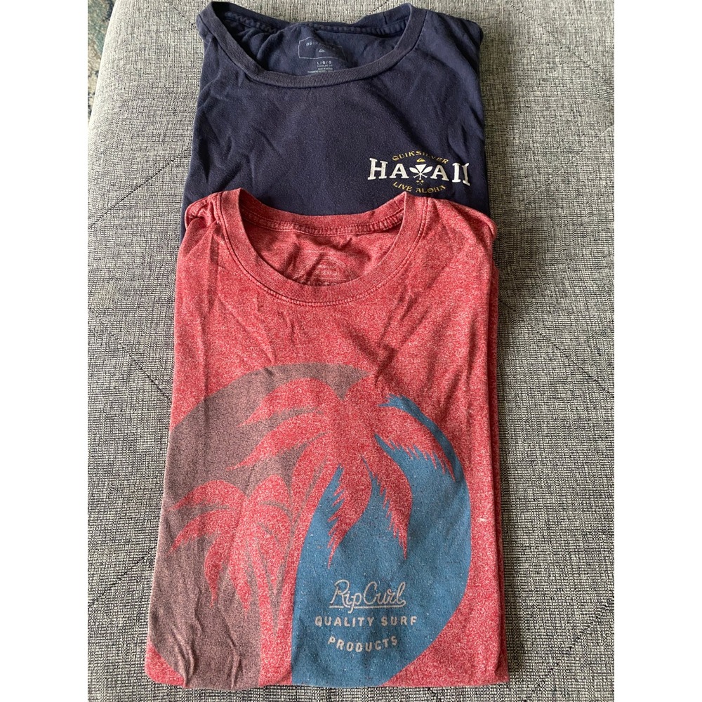 Lot of 2‎ Men's Large Tees Quicksilver Hawaii & Rip Curl Search Vibes Islands